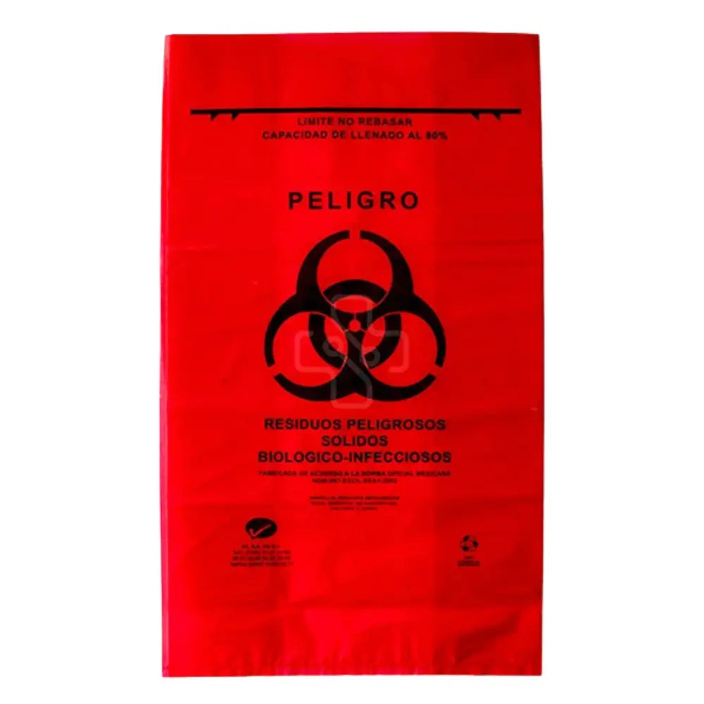 Bolsa RPBI 20 X 30 cm C/5 Roja (Residuos Punzocortantes Biologico Infecciosos)