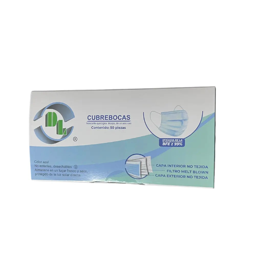 Cubrebocas Tricapa Azul C/50 DL