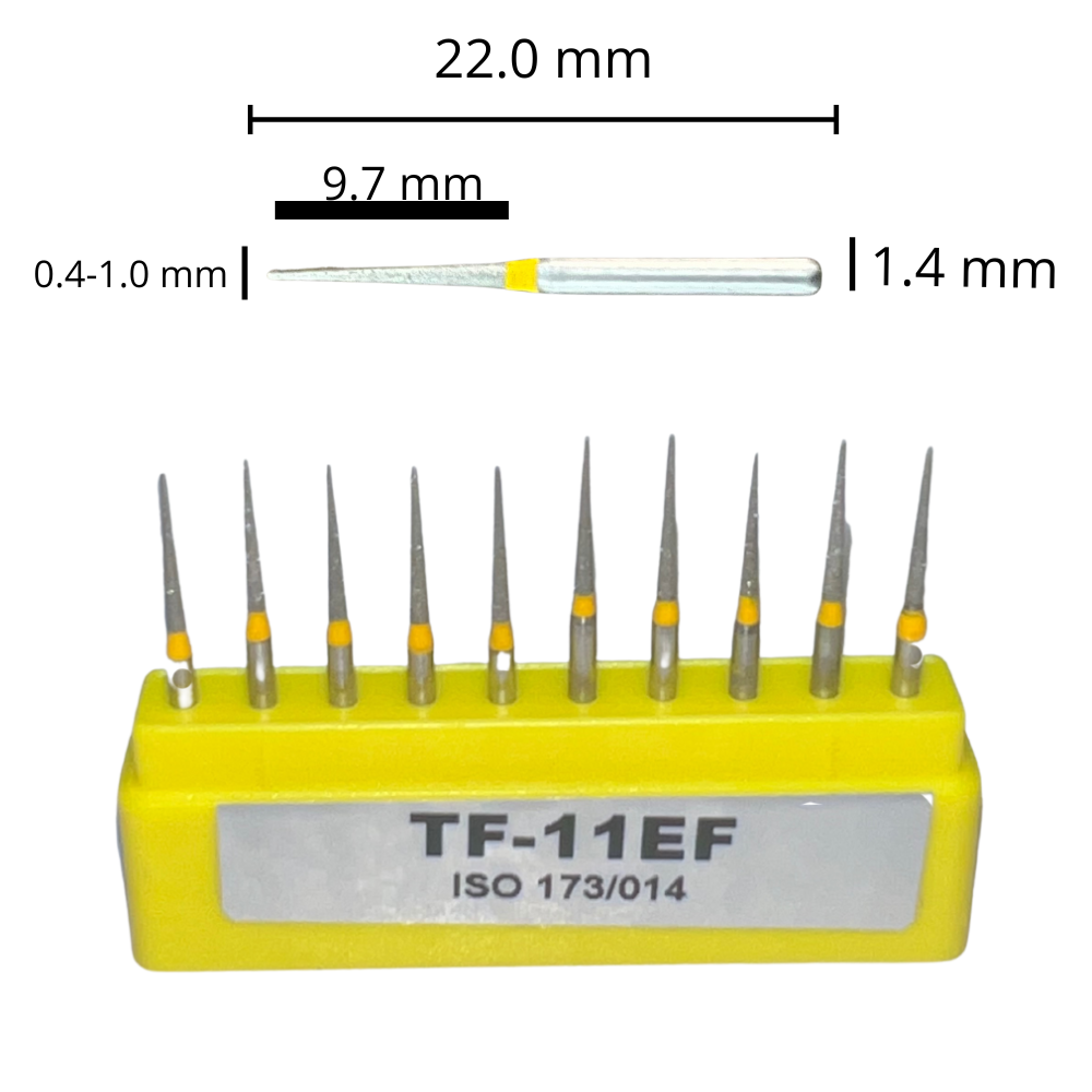TF-11EF Cilíndrica Punta Plana Fresa Diamante Grano X Fino C/10 DT