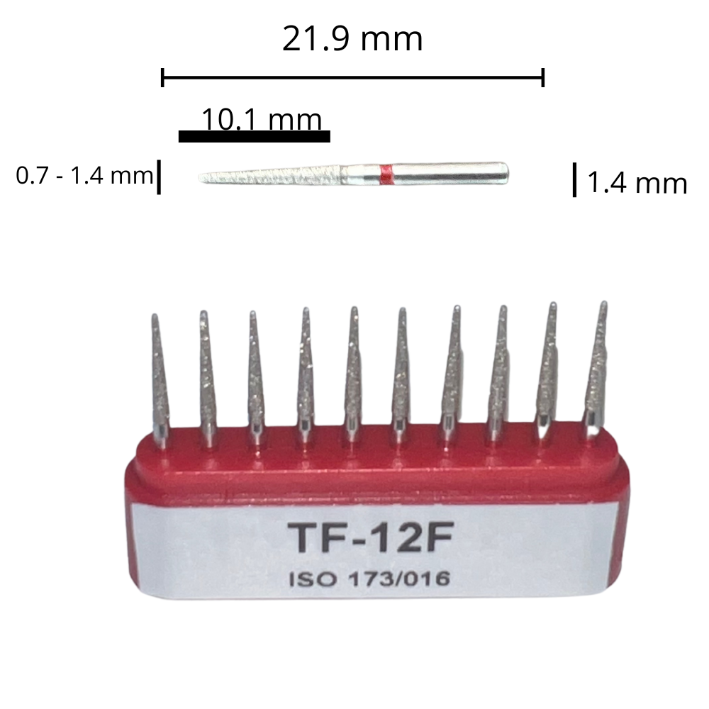 TF-12F Cilíndrica Punta Plana Fresa Diamante Grano Fino C/10 DT
