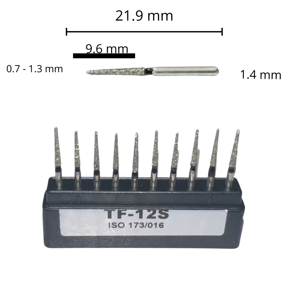 TF-12S Cilíndrica Punta Plana Fresa Diamante Grano X Grueso C/10 DT