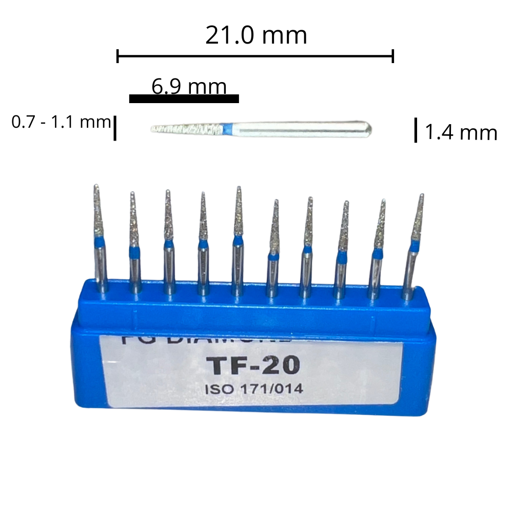 TF-20 Cilíndrica Punta Plana Fresa Diamante Grano Medio C/10 DT