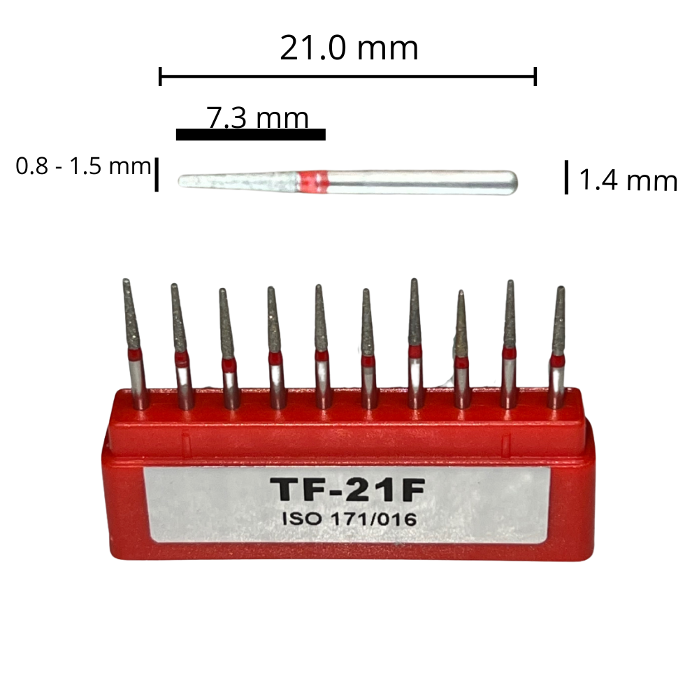 TF-21F Cilíndrica Punta Plana Fresa Diamante Grano Fino C/10 DT