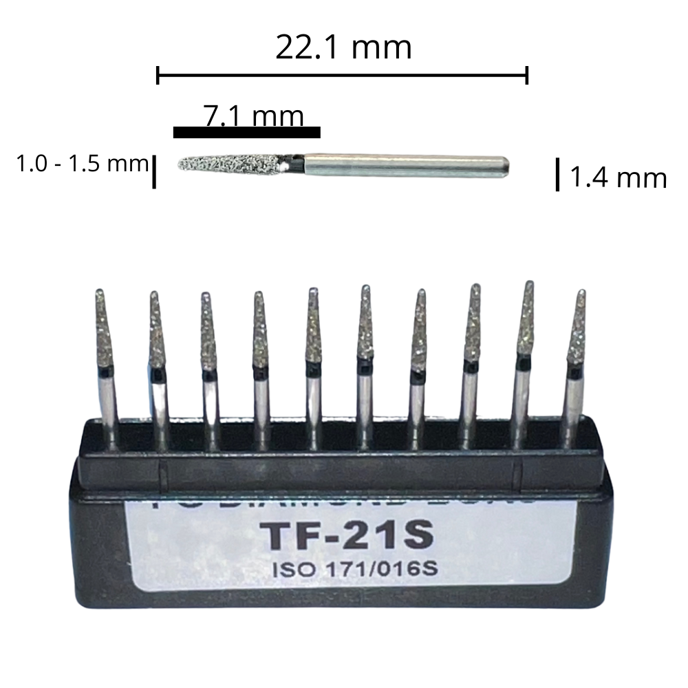 TF-21S Cilíndrica Punta Plana Fresa Diamante Grano X Grueso C/10 DT