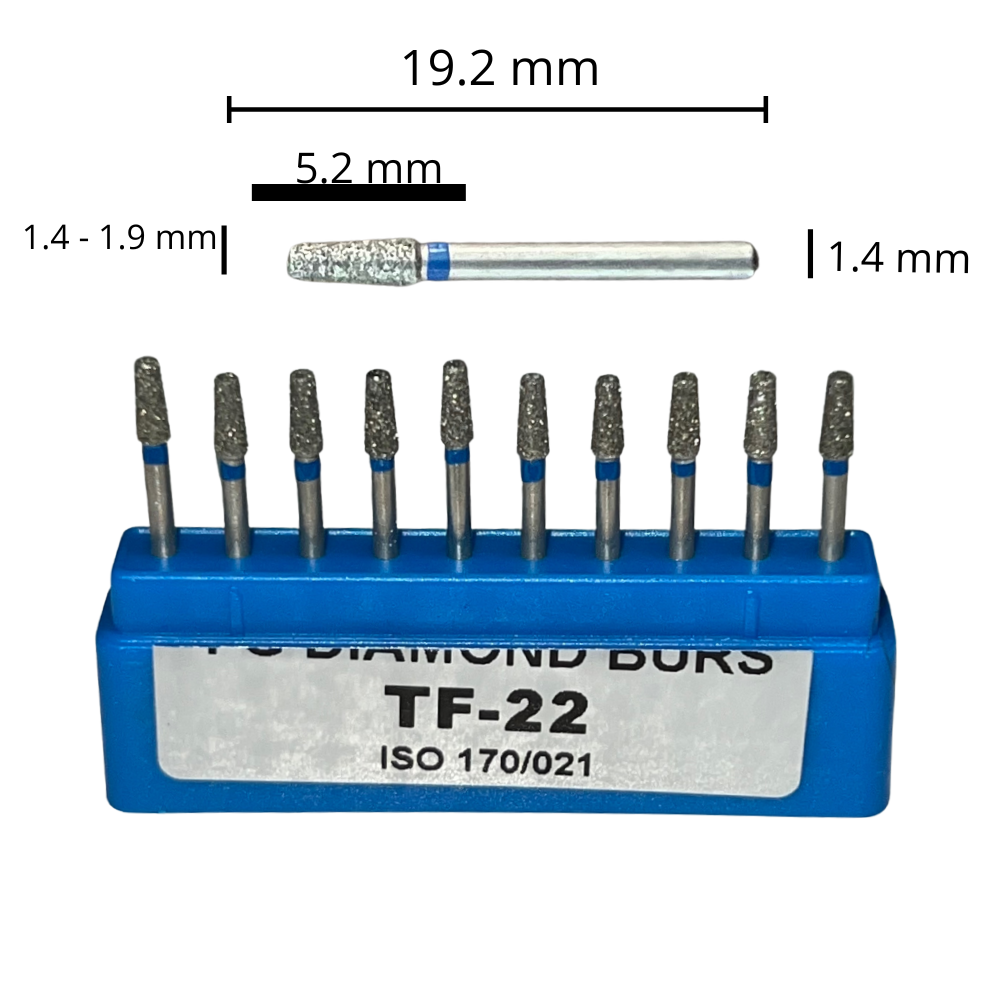 TF-22 Cilíndrica Punta Plana Fresa Diamante Grano Medio C/10 DT