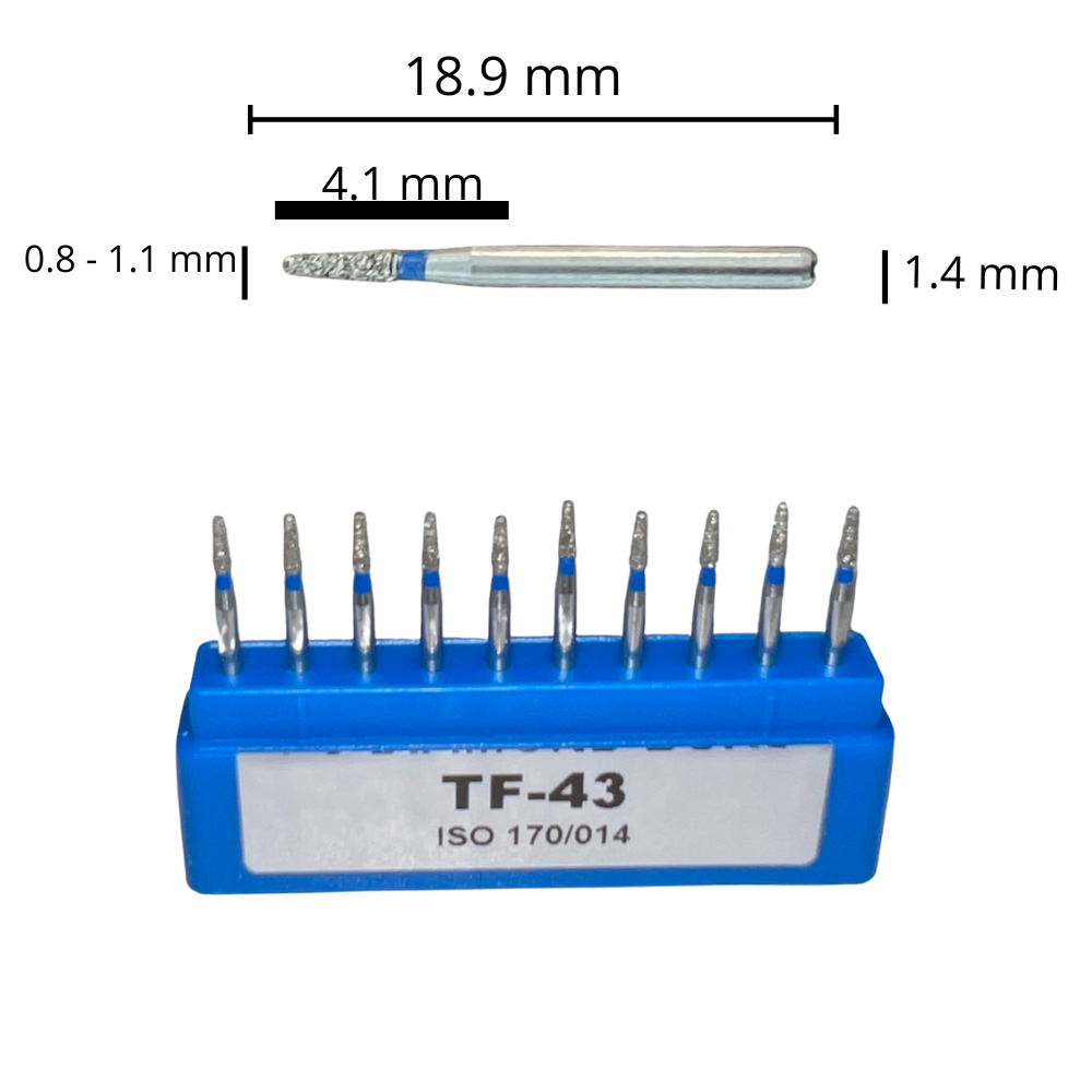 TF-43 Cilíndrica Punta Plana Fresa Diamante Grano Medio C/10 DT