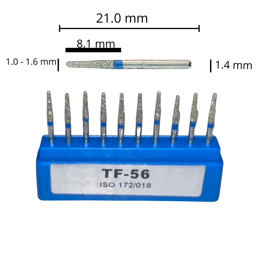 TF-56 Cilíndrica Punta Plana Fresa Diamante Grano Medio C/10 DT