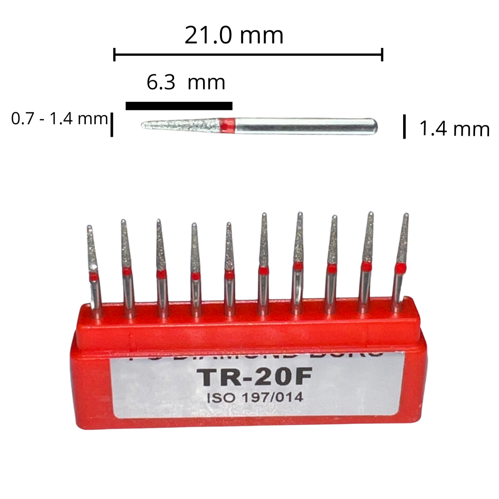 TR-20F Troncocónica Redondeada Fresa Diamante Grano Fino C/10 DT