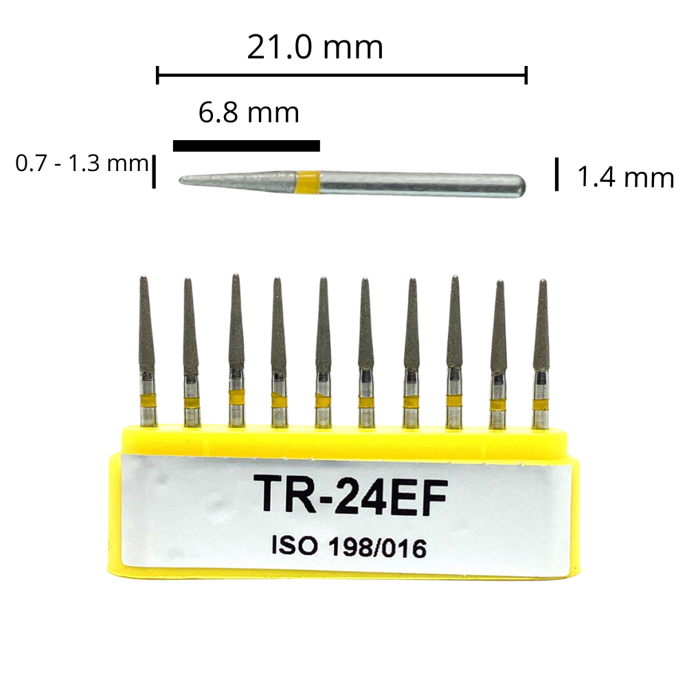 TR-24EF Troncocónica Redondeada Fresa Diamante Grano X Fino C/10 pz. DT