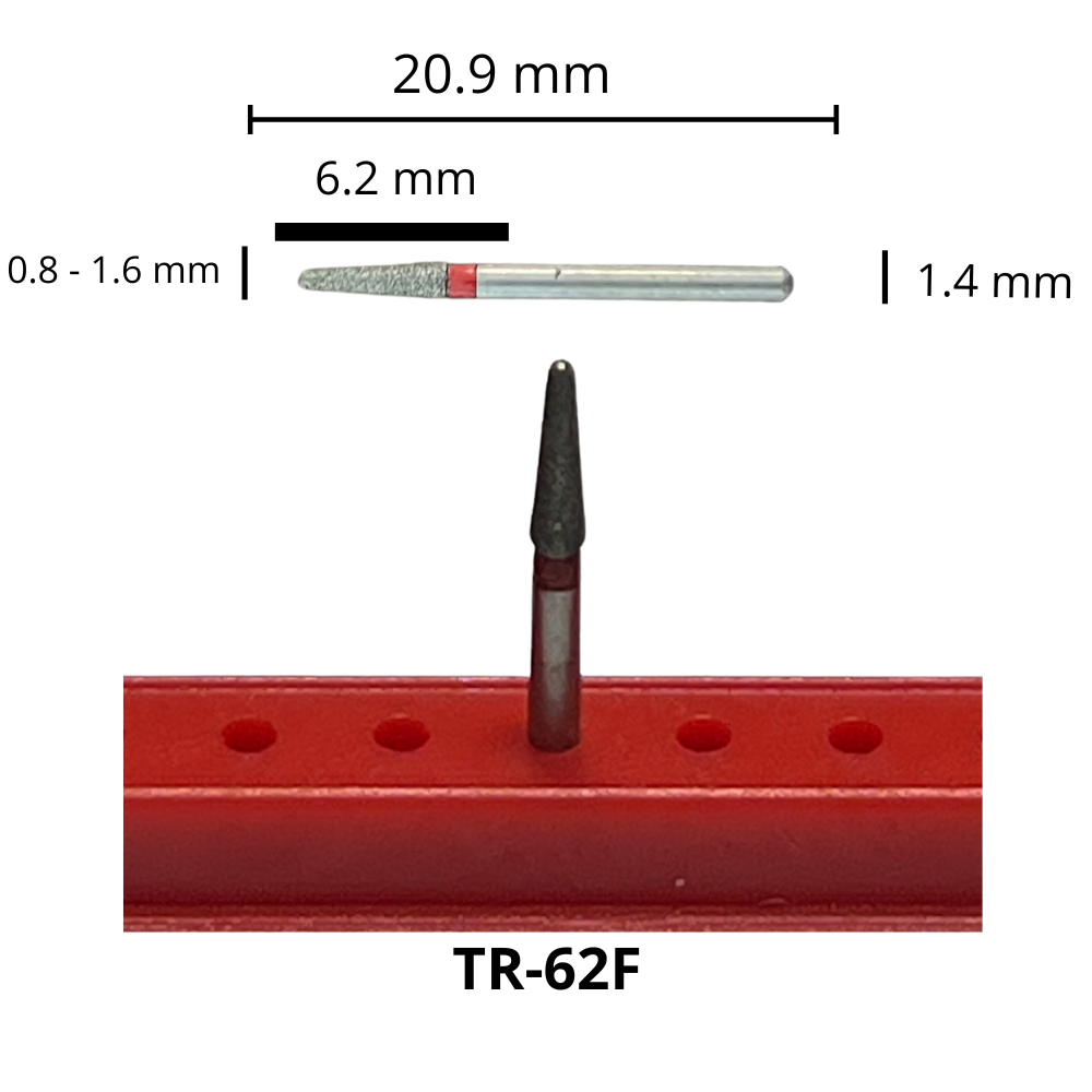 TR-62F Troncocónica Redondeada Fresa Diamante Grano Fino Pieza DT