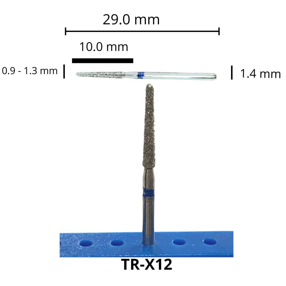 TR-X12 Tallo Largo Troncocónica Punta Redonda Fresa Diamante Grano Medio Pza DT