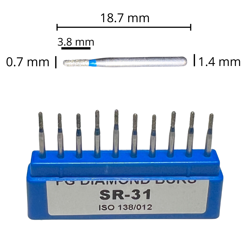 SR-31 Cilindrica Redondeada Fresa Diamante Grano Medio C/10 DT