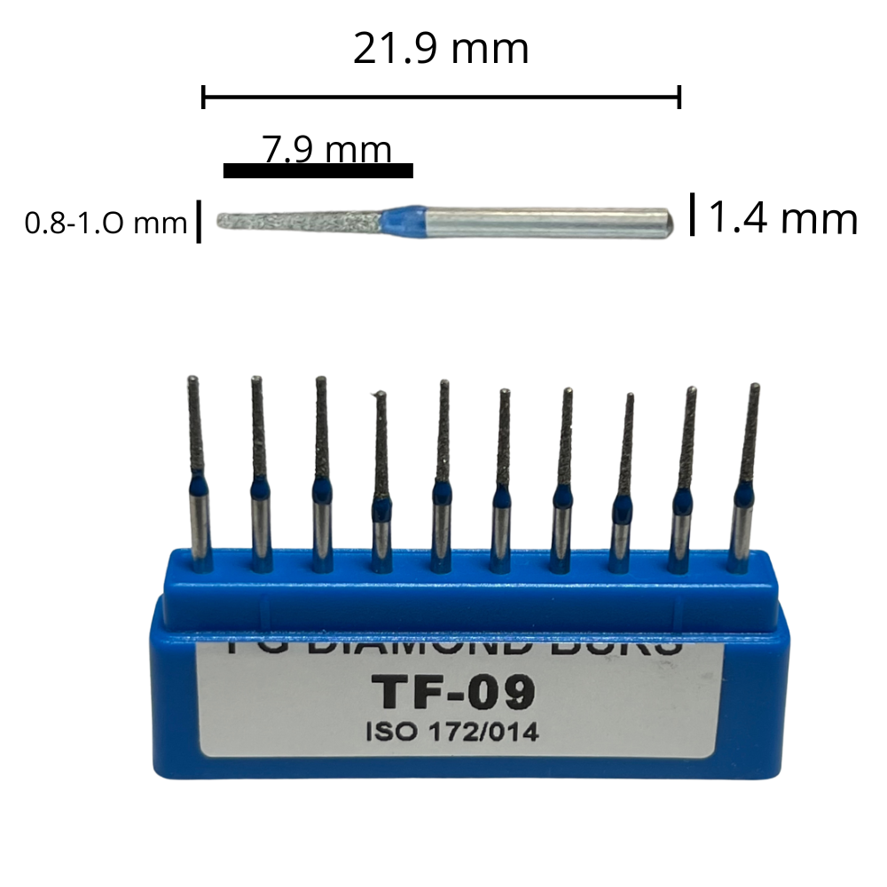 TF-09 Cilíndrica Punta Plana Fresa Diamante Grano Medio C/10 DT
