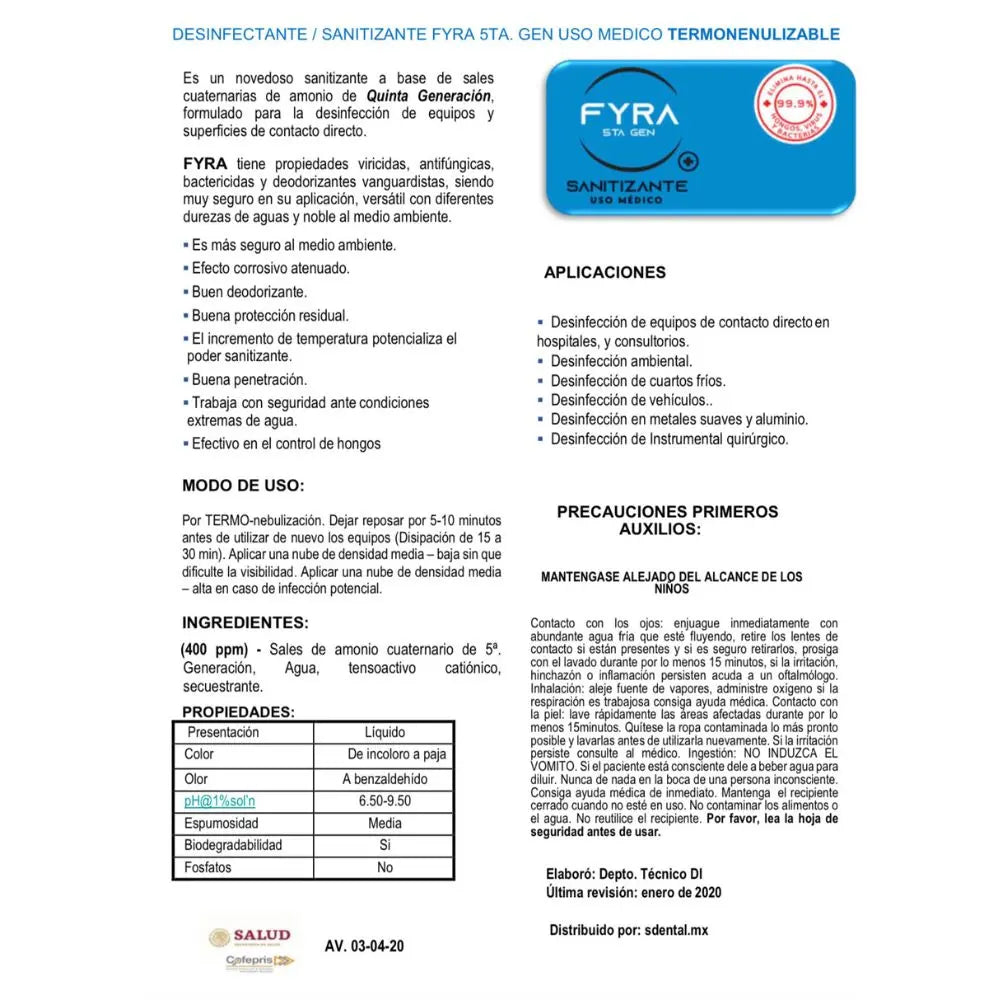 Fyra Termonebulizable Azul 1 Lt - uso médico