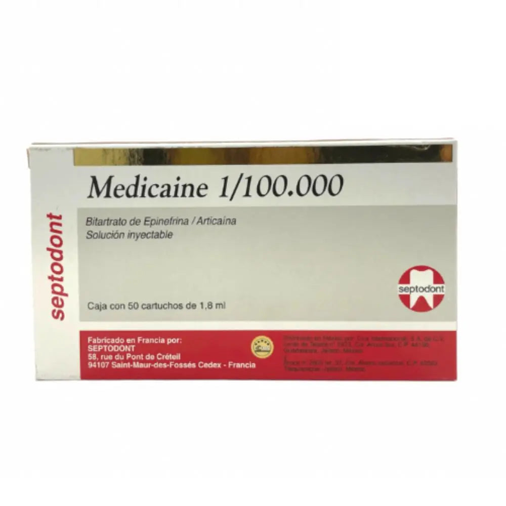 Medicaine 1/100.000 Caja C/50 Anestesia Septodont