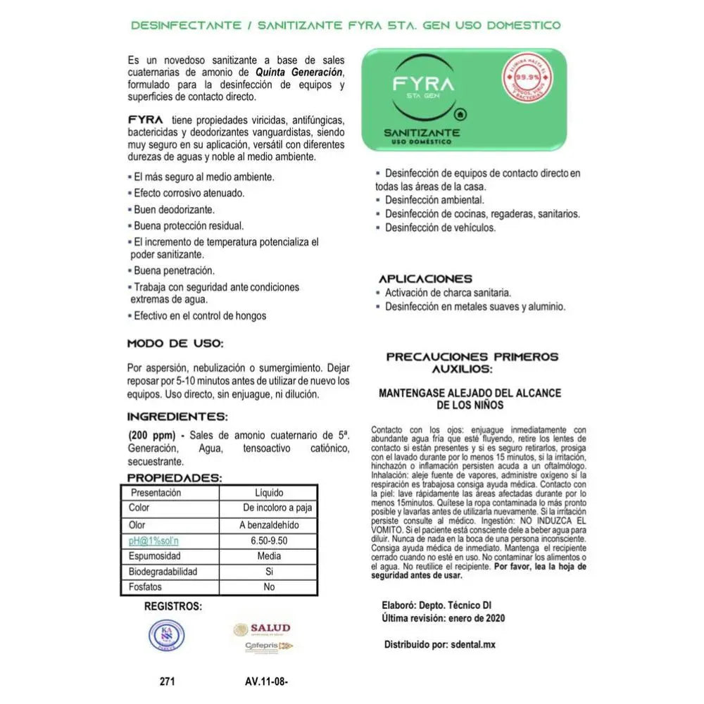 Sanitizante Uso Doméstico Spray 60ml Fyra