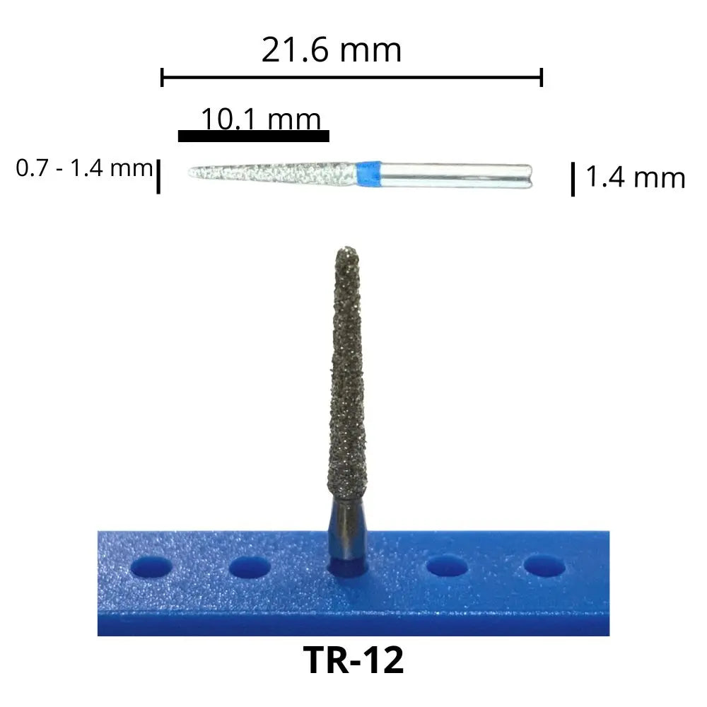 TR-12 Troncocónica Redondeada Fresa Diamante Grano Medio Pza DT