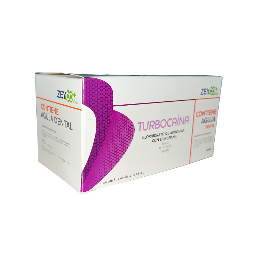Turbocaina 4% Plastico Caja C/50 Anestesia Cartucho Zeyco