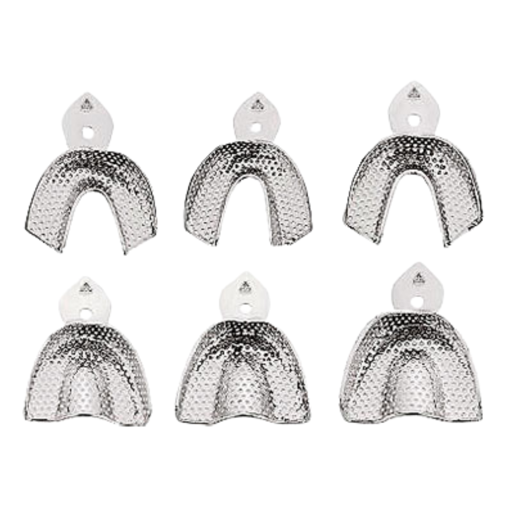 Rim Lock Perforado C/6 Adulto Orsa Cucharillas Cubetas Porta Impresiones Cribadas Dentado Tipo COE