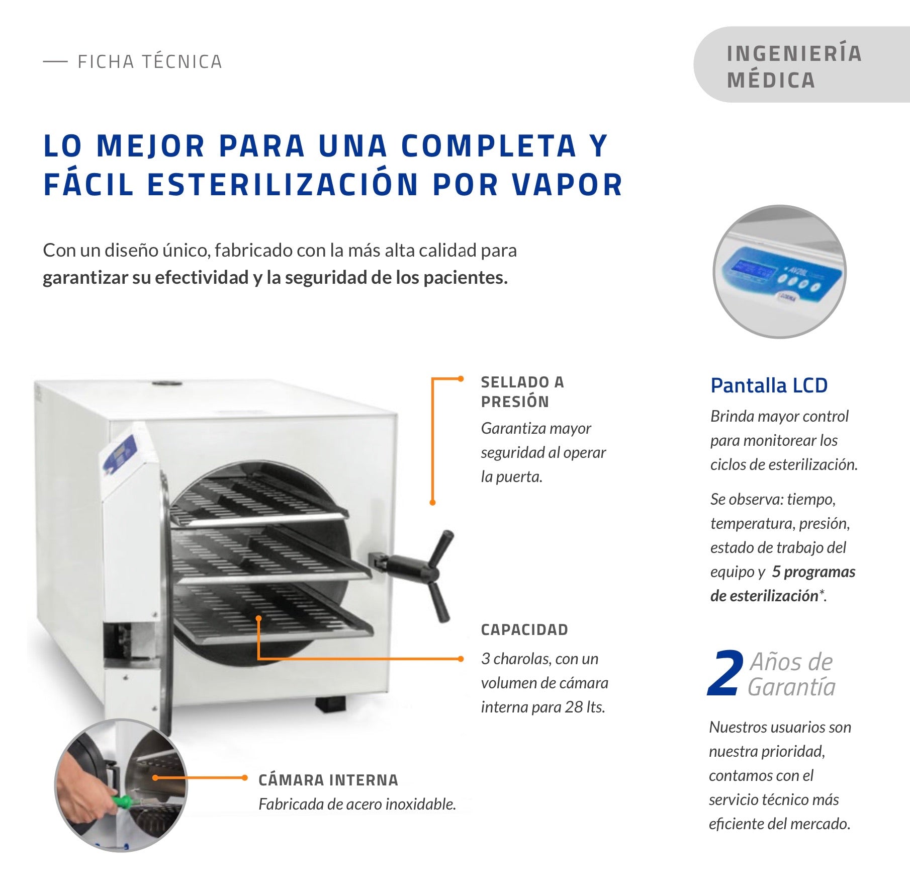 Autoclave Esterilizador 28 lts. Lorma (Vapor a presión)