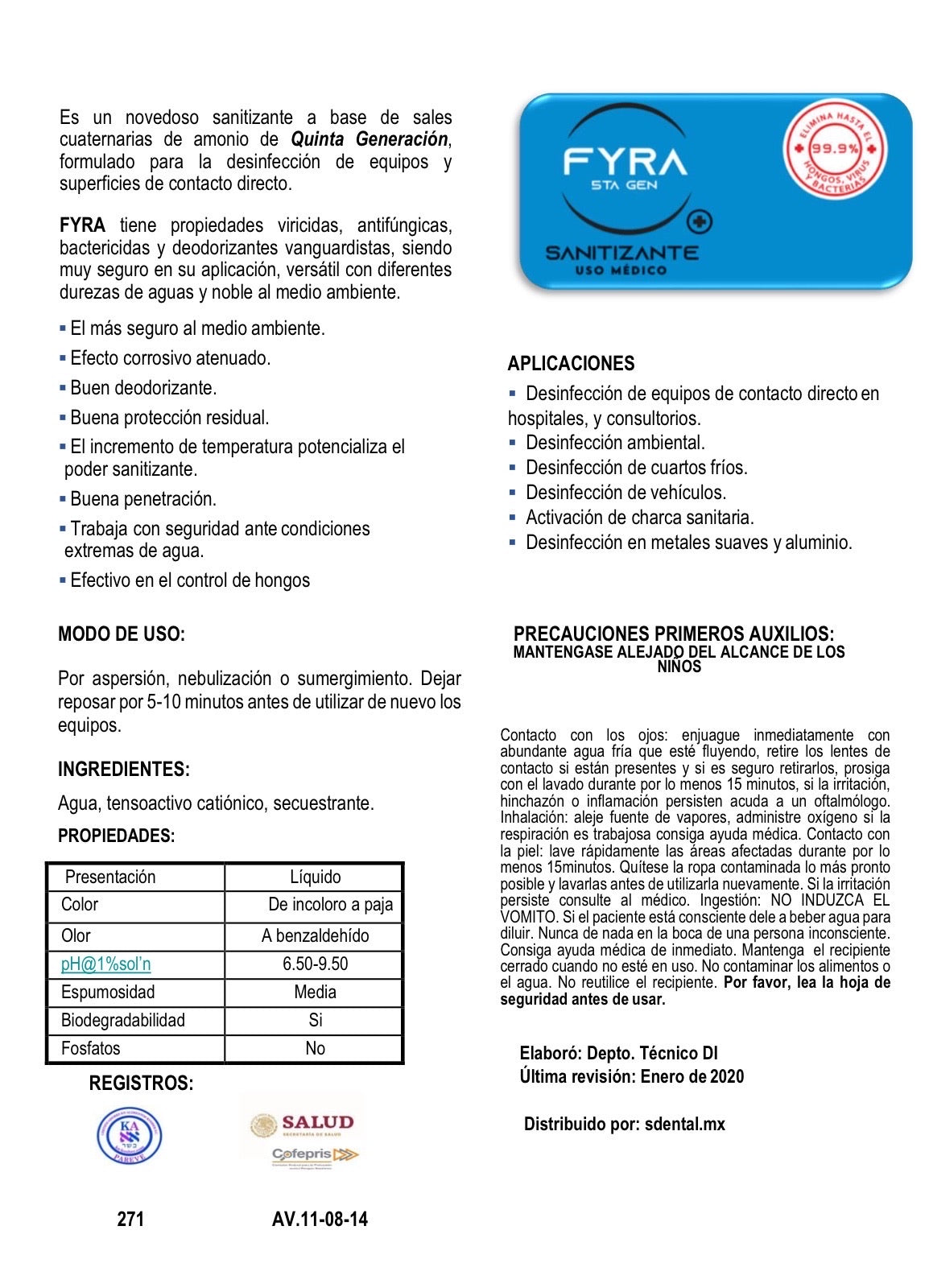 Sanitizante Uso Medico 1 Litro Fyra