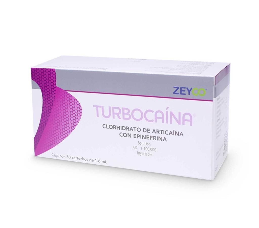 Turbocaina 4% Vidrio Caja C/50 Anestesia Cartucho Zeyco