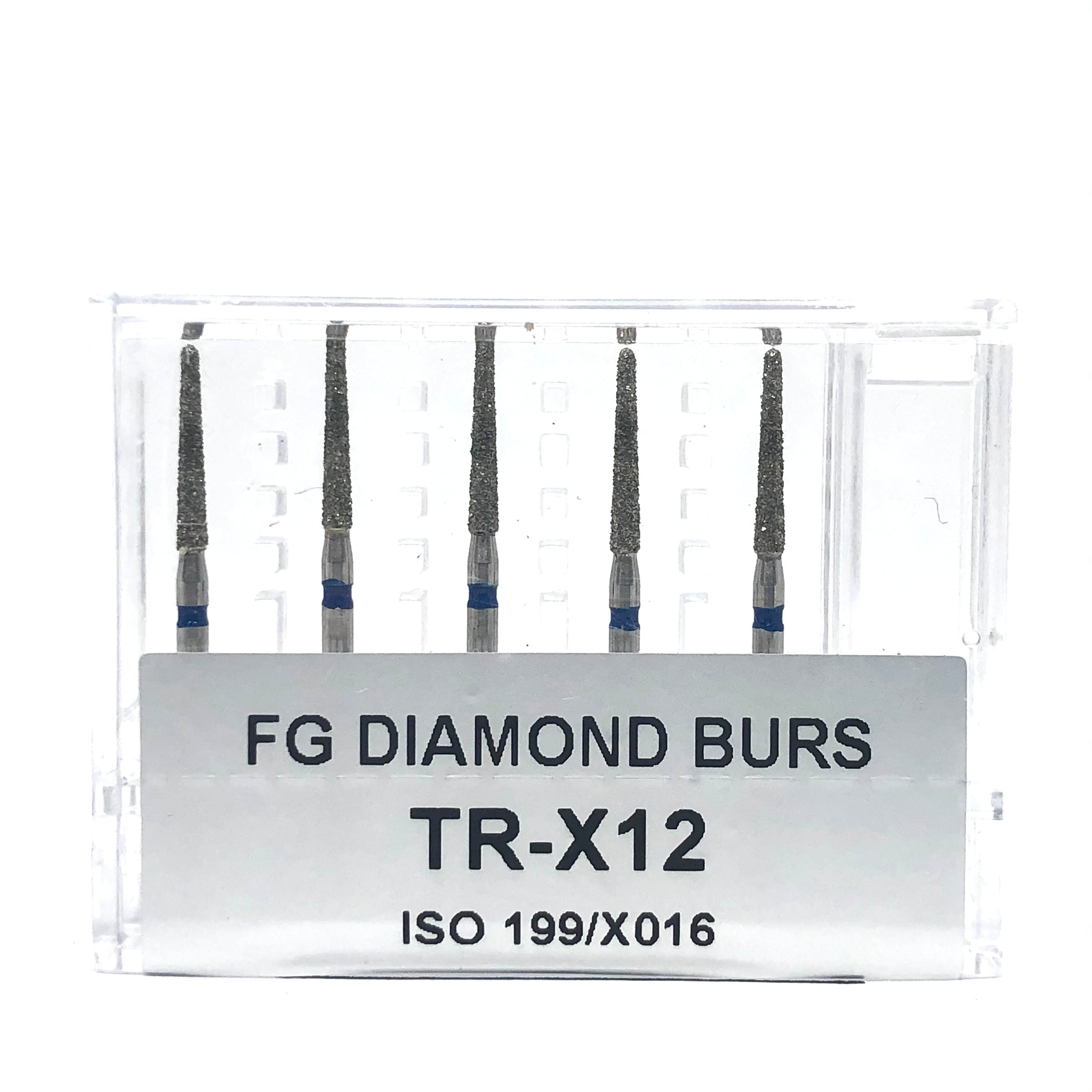 TR-X12 Tallo Largo Troncocónica Punta Redonda Fresa Diamante Grano Medio 5 pz. DT