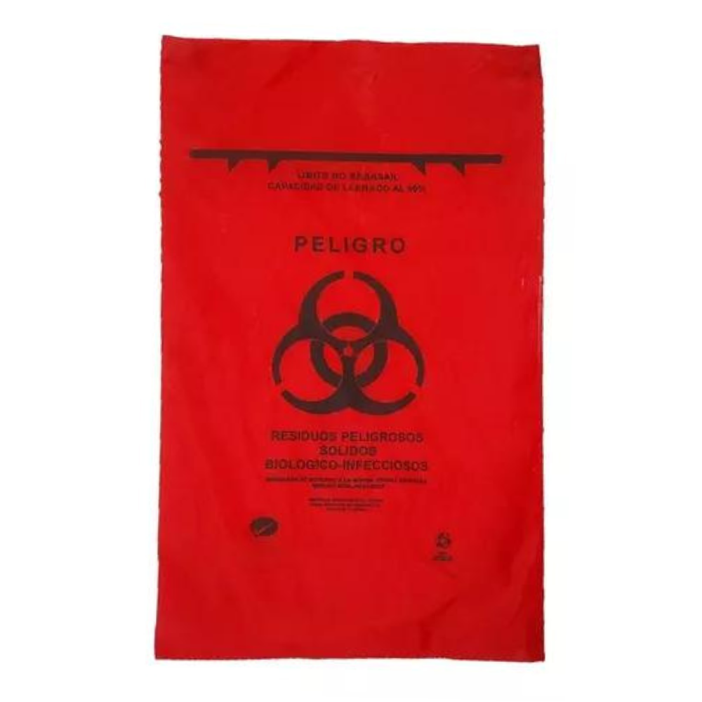 Bolsa RPBI 20 X 30 cm C/5 Roja (Residuos Punzocortantes Biologico Infecciosos)