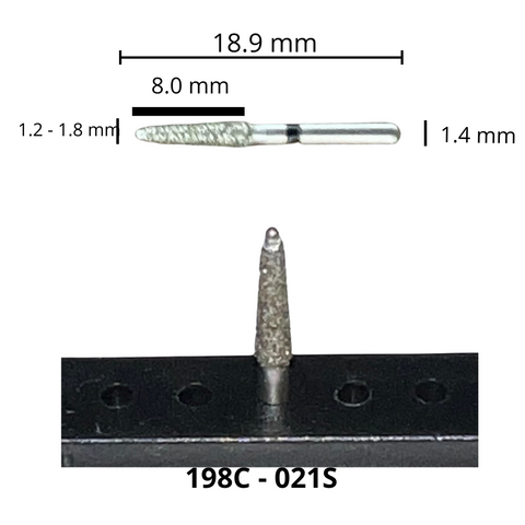 198C-021S Troncocónica Punta Inactiva Fresa Diamante Grano X Grueso Pza DT