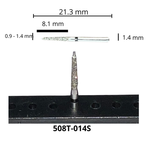 508T-014S Troncocónica Punta Inactiva Fresa Diamante Grano X Grueso Pza DT