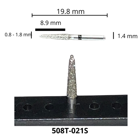 508T-021S Troncocónica Punta Inactiva Fresa Diamante Grano X Grueso Pza DT