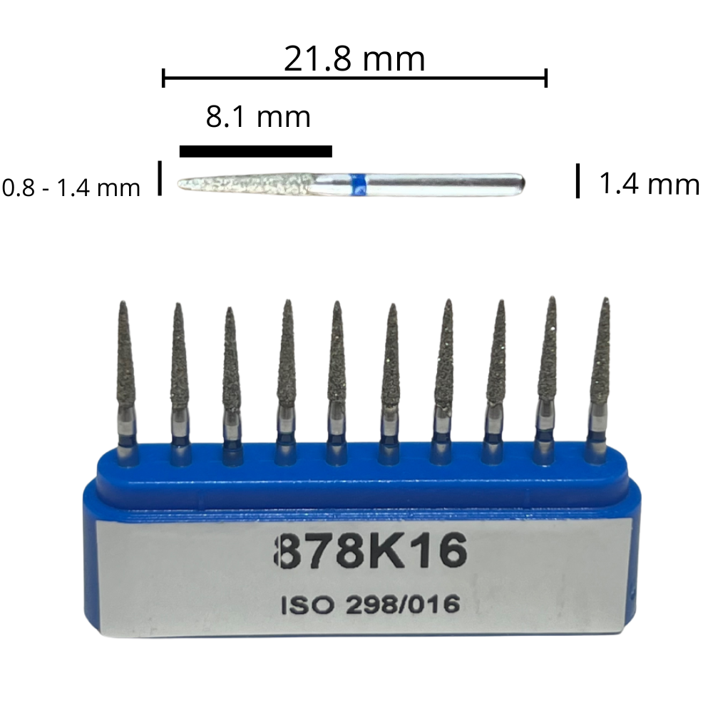 878K16 Troncocónica Punta Dos Aguas Fresa Diamante Grano Medio C/10 DT