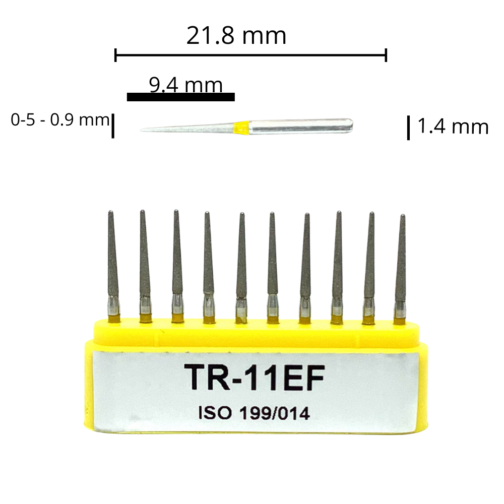 TR-11EF Troncocónica Redondeada Fresa Diamante Grano XFino 10 pz. DT