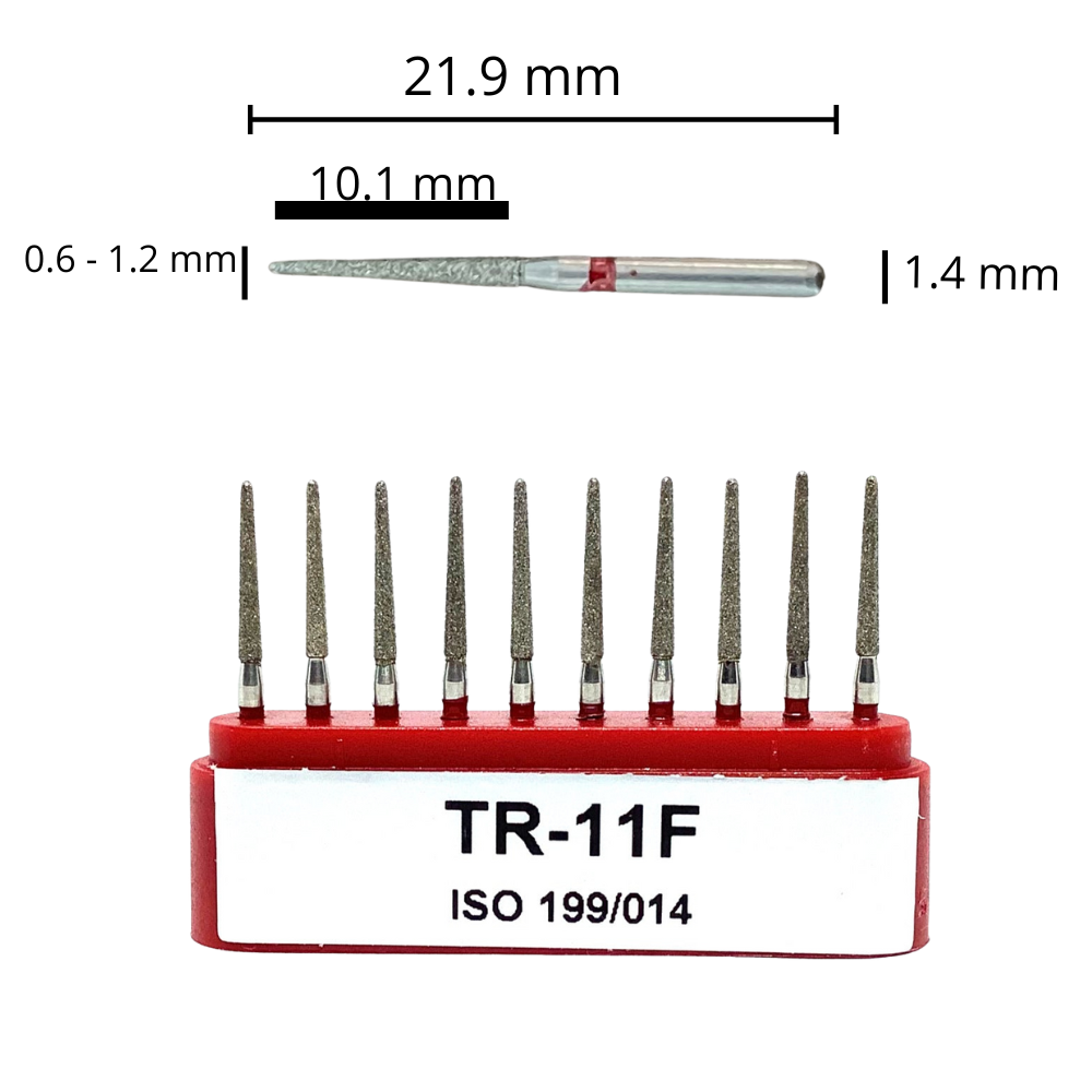 TR-11F Troncocónica Redondeada Fresa Diamante Grano Fino 10 pz. DT