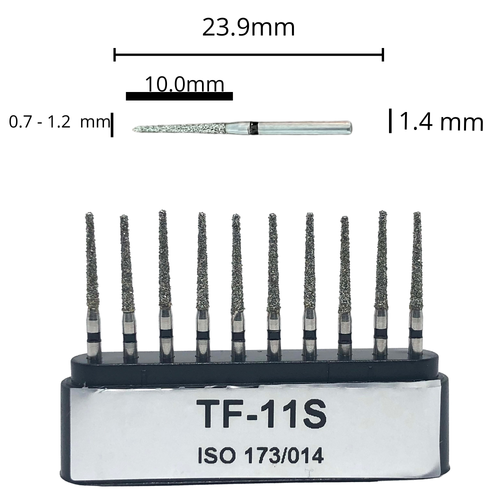 TF-11S Fresa Diamante Troncocónica Punta Plana 10 pz. DT