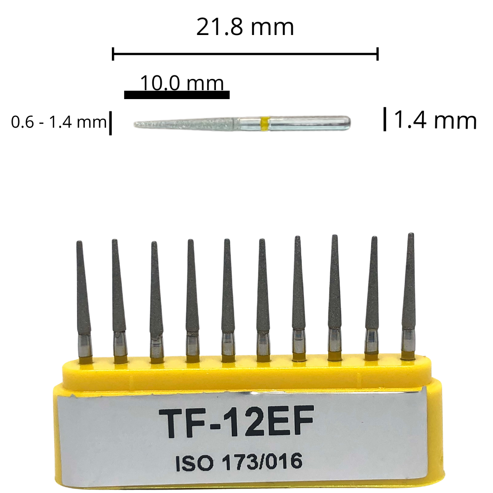 TF-12EF Troncocónica Punta Plana Fresa Diamante Grano XFino 10 pz. DT
