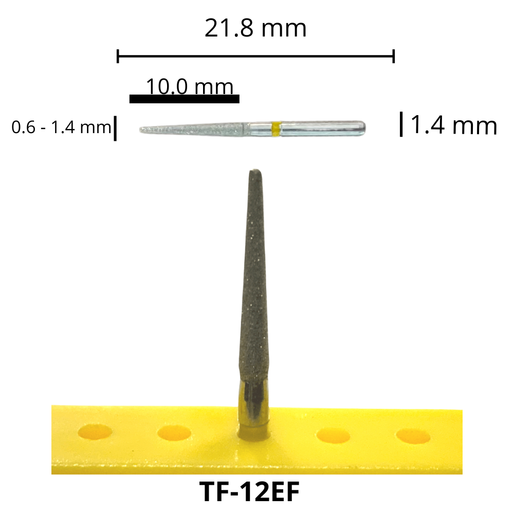 TF-12EF Fresa Diamante Troncocónica Punta Plana Grano XFino Pza DT