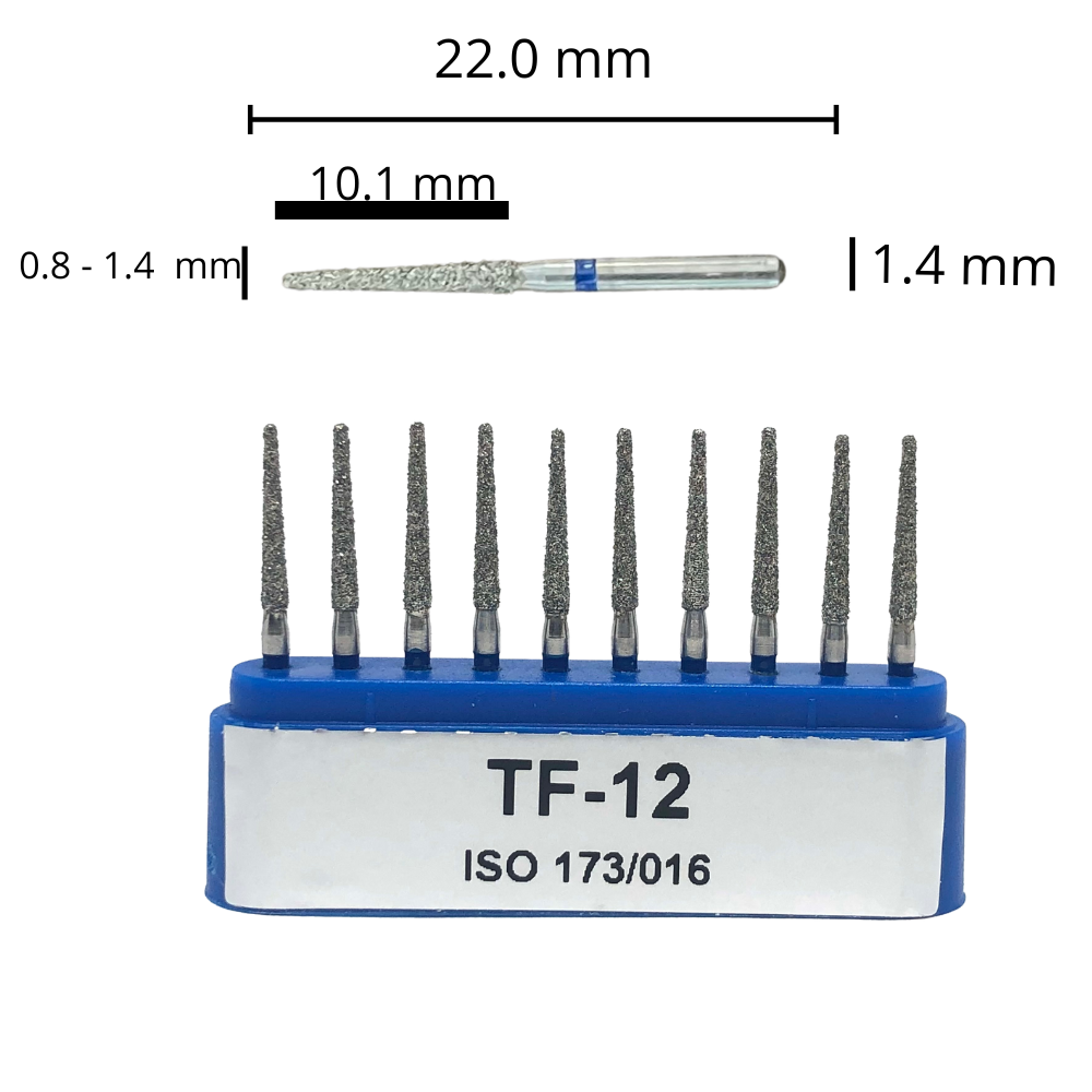 TF-12 Troncocónica Punta Plana Fresa Diamante Grano Medio 10 pz. DT