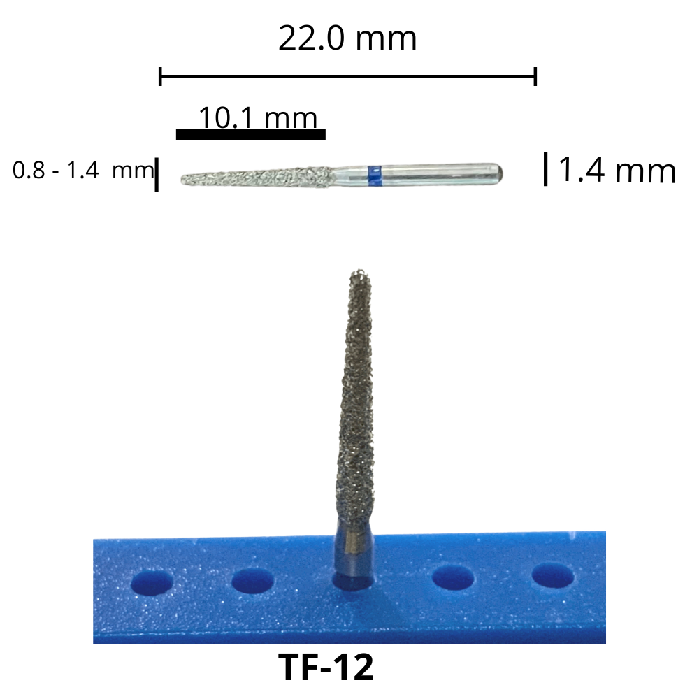 TF-12 Troncocónica Punta Plana Fresa Diamante Grano Medio Pza DT