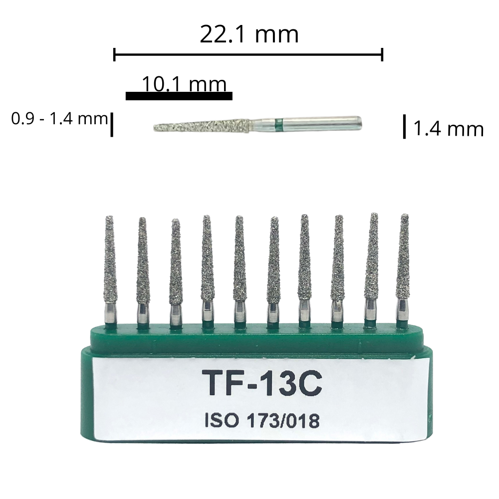 TF-13C Troncocónica Punta Plana Fresa Diamante Grano Grueso 10 pz. DT