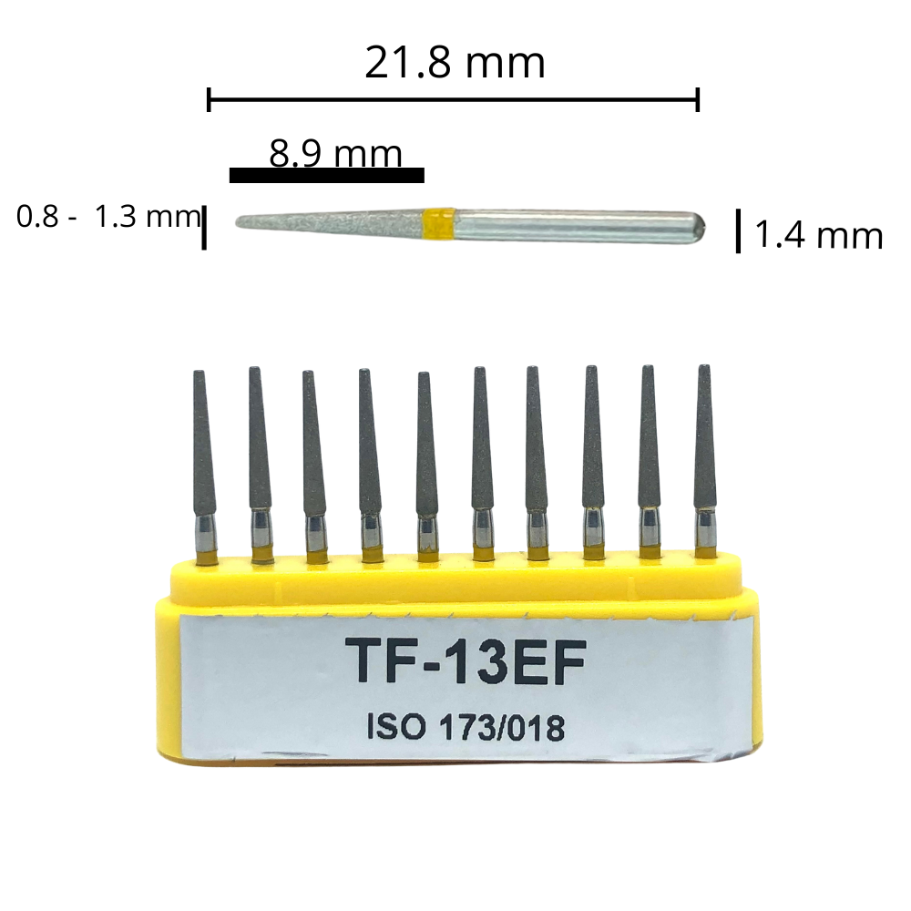 TF-13EF Troncocónica Punta Plana Fresa Diamante Grano XFino 10 pz. DT