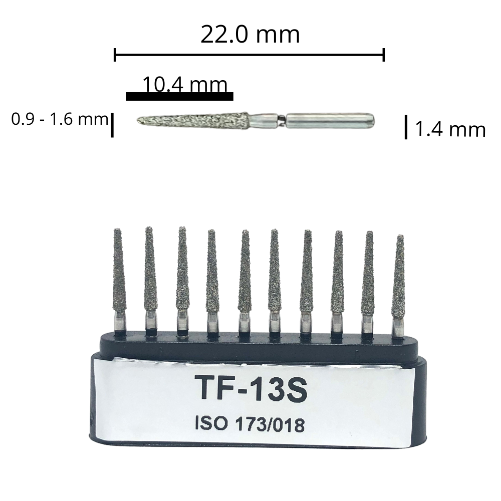 TF-13S Troncocónica Punta Plana Fresa Diamante Grano XGrueso 10 pz. DT