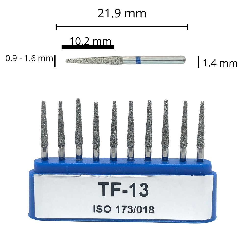 TF-13 Troncocónica Punta Plana Fresa Diamante Grano Medio 10 pz. DT