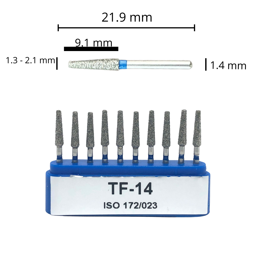 TF-14 Cilíndrica Punta Plana Fresa Diamante Grano Medio C/10 DT