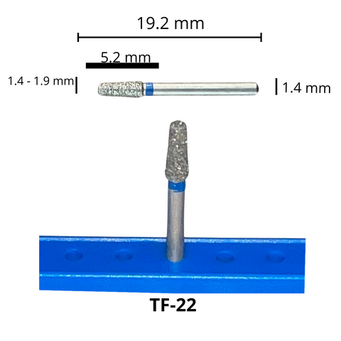 TF-22 Cilíndrica Punta Plana Fresa Diamante Grano Medio Pza DT