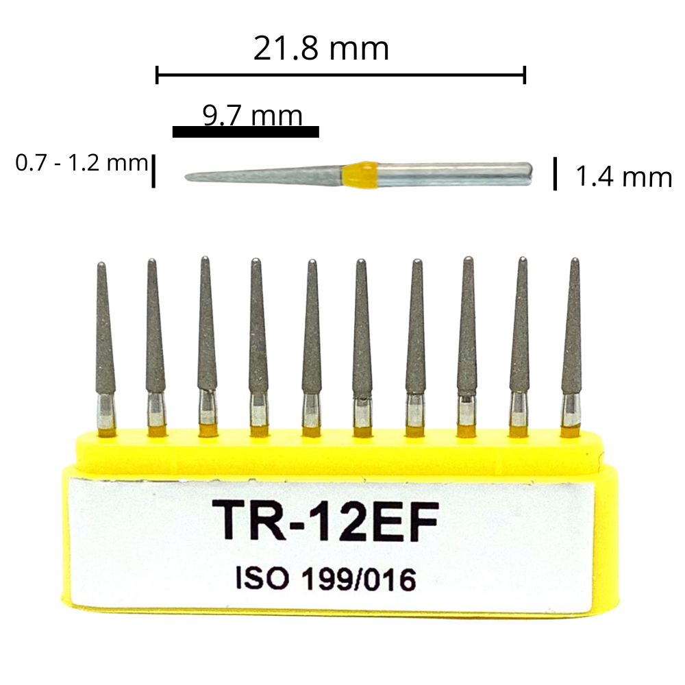 TR-12EF Troncocónica Redondeada Fresa Diamante Grano XFino 10 pz. DT