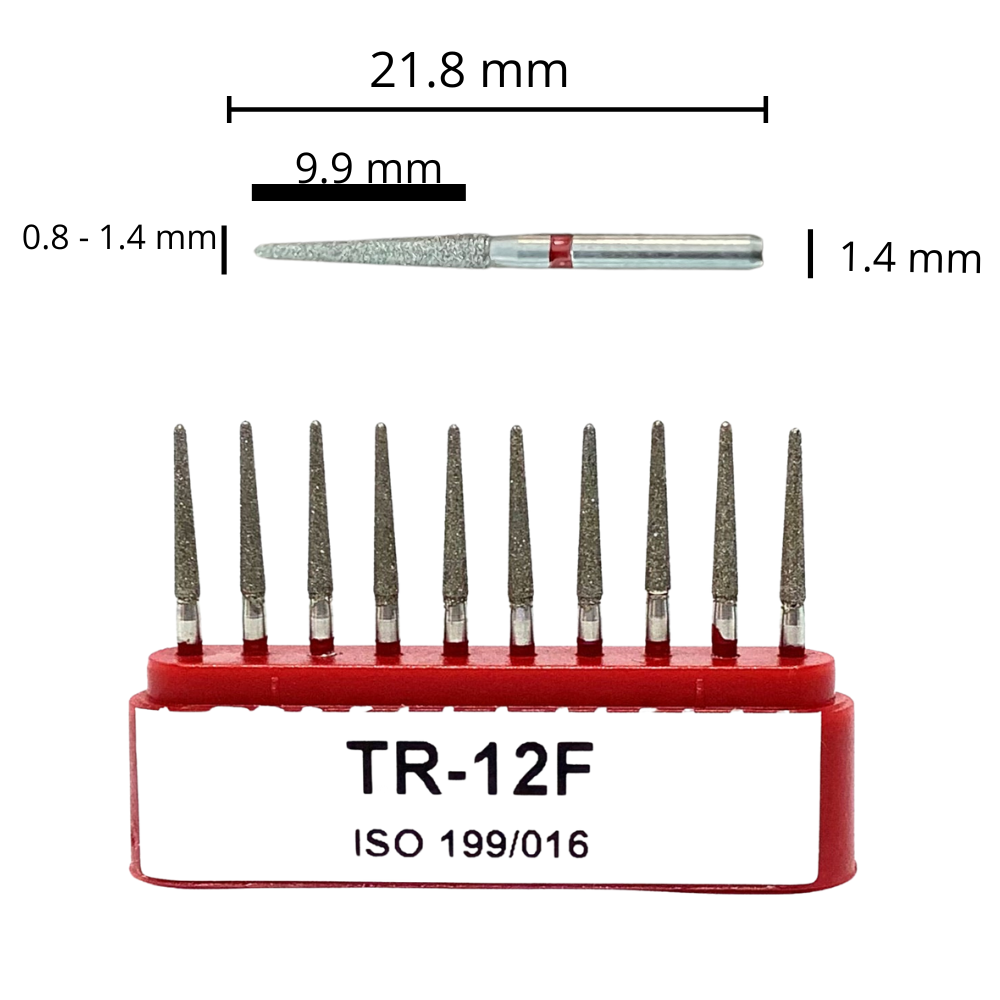 TR-12F Troncocónica Redondeada Fresa Diamante Grano Fino C/10 DT