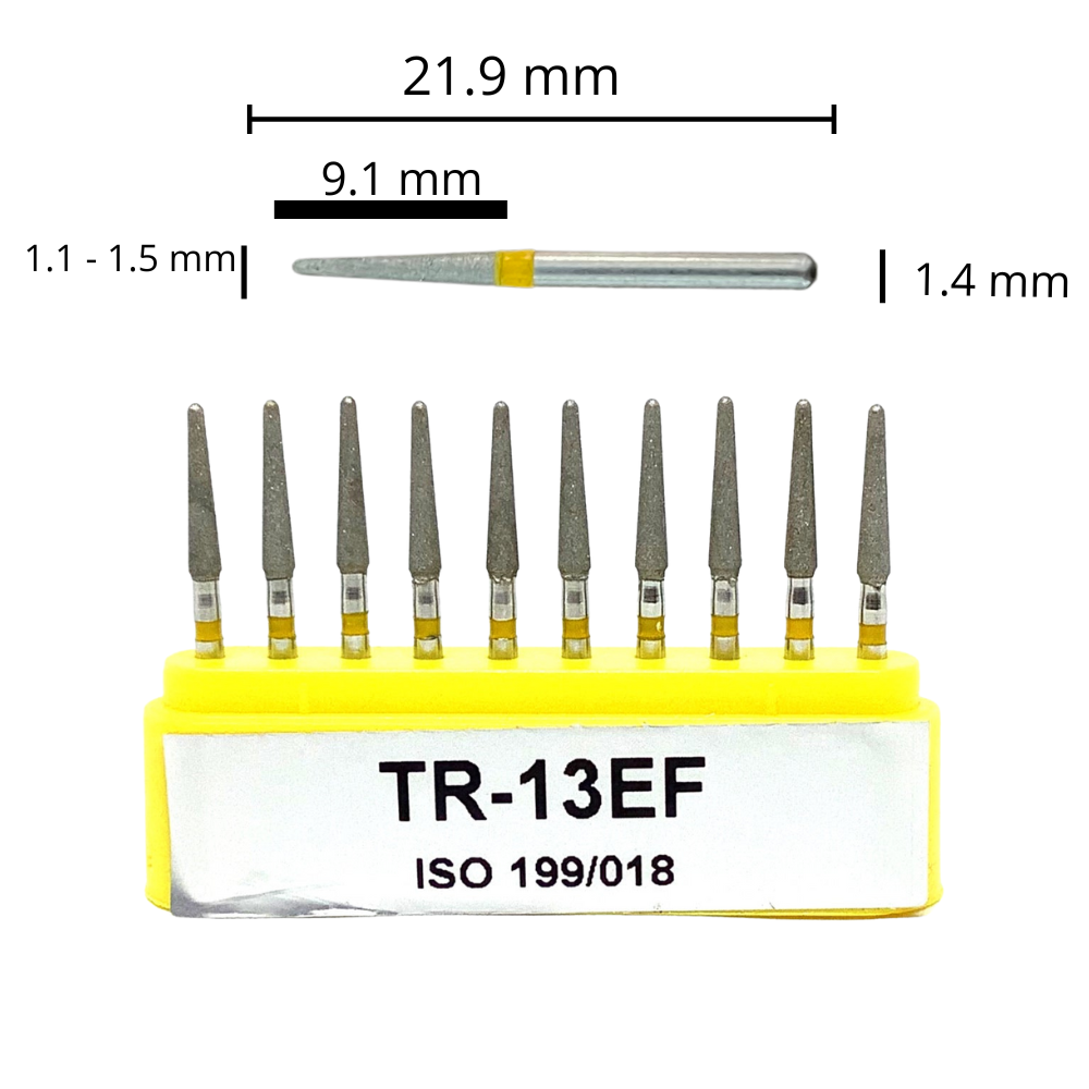 TR-13EF Troncocónica Redondeada Fresa Diamante Grano Xfino 10 pz. DT