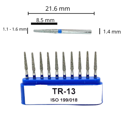 TR-13 Troncocónica Redondeada Fresa Diamante Grano Medio  10 pz. DT