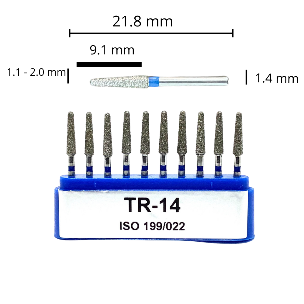 TR-14 Troncocónica Redondeada Fresa Diamante Grano Medio 10 pz. DT